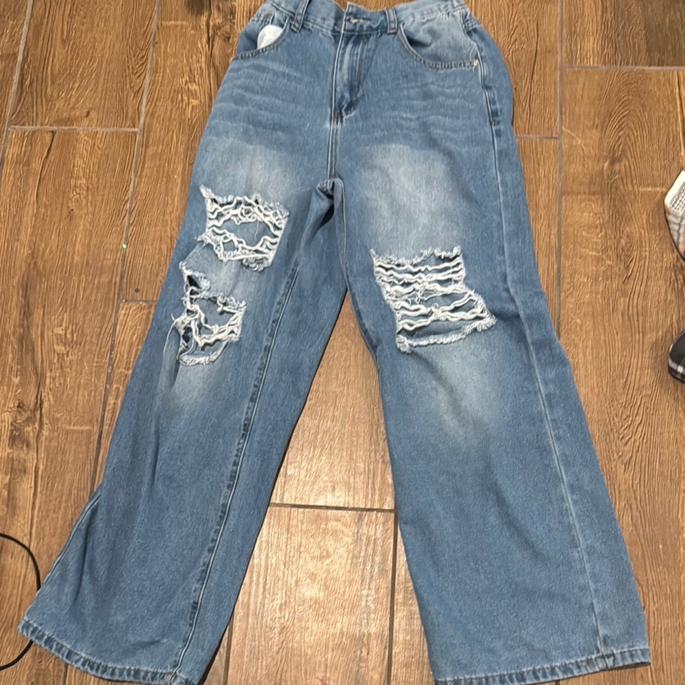Women's Blue Distressed Jeans